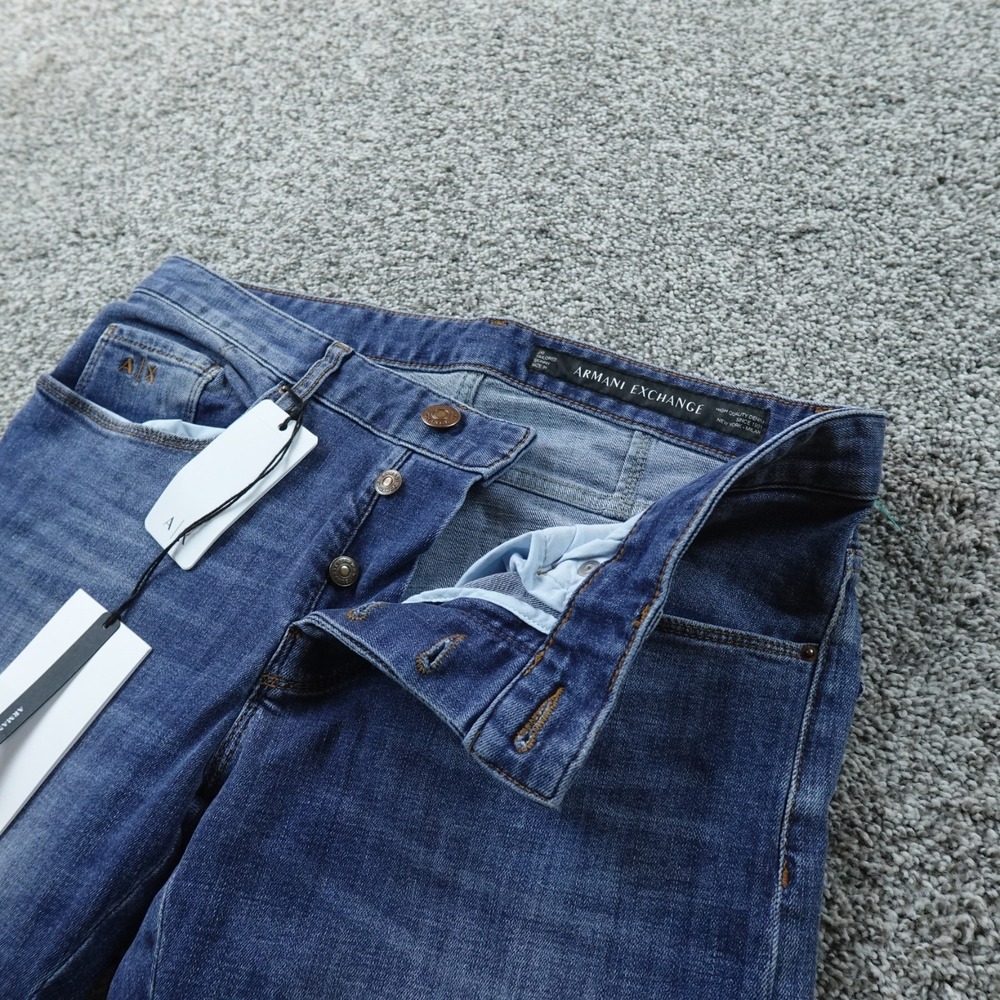 NEW Armani Exchange Jeans Mens 31X32 Dark Blue Denim J10 Tailored Skinny Stretch